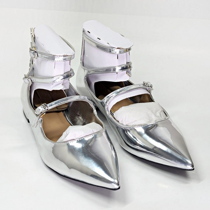 I.N.C. International Concepts Valan Silver Triple Straps Flats Size 7.5 MSRP $80