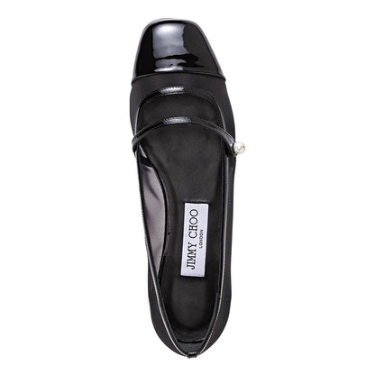 Jimmy Choo Elisa Women's Ballet Flats Patent and Mesh Black Size 38 (MSRP $795)