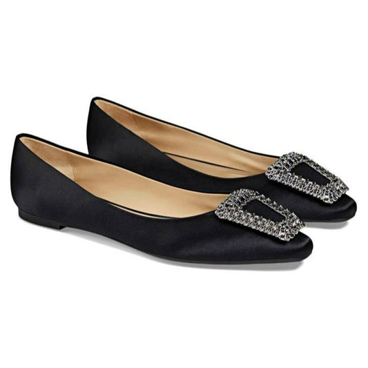 Badgley Mischka Women's Emerie Slip On Embellished Flat Black Size 6.5 MSRP $225