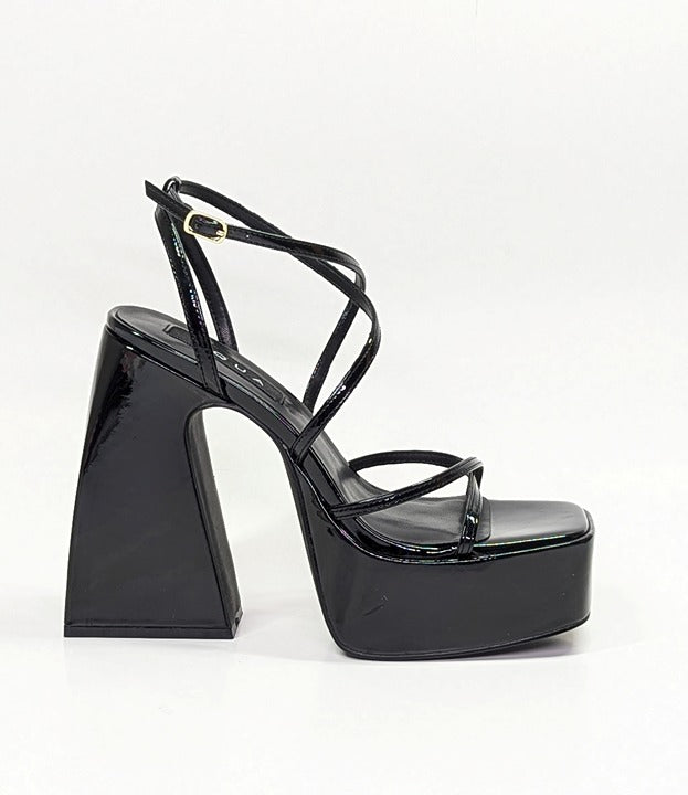 Aqua Chance Strappy Open Toe Platform Block Heels Black Size 8 (MSRP $118)