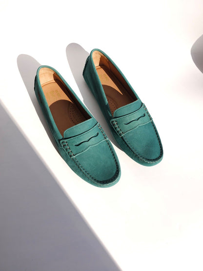 G.H.Bass Women's Dylan Aqua Suede Driver Moc Loafers Size 6 (MSRP $165)