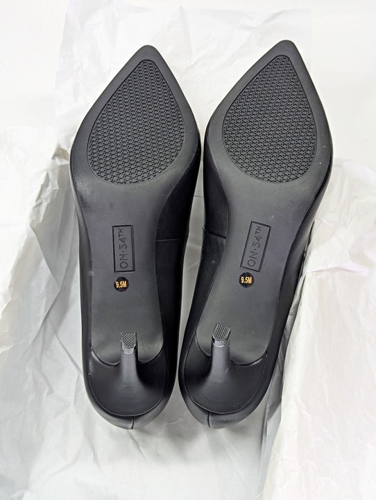 On 34th Women's Jeules Black Leather Pointed-Toe Pumps Size 9.5 (MSRP $80)