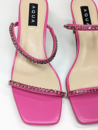 Aqua Women's Lily Slip On Embellished Sandals Pink Size 8.5 (MSRP $138)