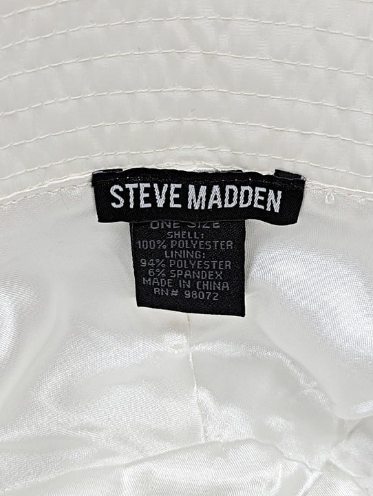 Steve Madden Women's Satin Lined Nylon Bucket Hat White O/S (MSRP $36)