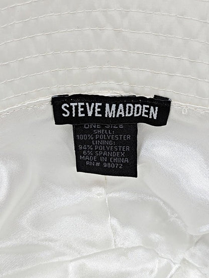 Steve Madden Women's Satin Lined Nylon Bucket Hat White O/S (MSRP $36)