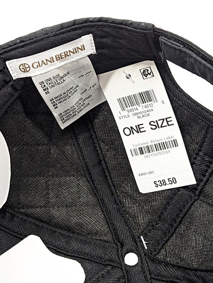 Giani Bernini Unisex Black Quilted Rain Baseball Cap Adjustable (MSRP $38.50)
