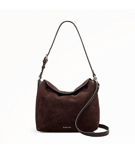 Radley London City Road Women's Flapover Grab Bag Dark Oak Suede (MSRP $288)
