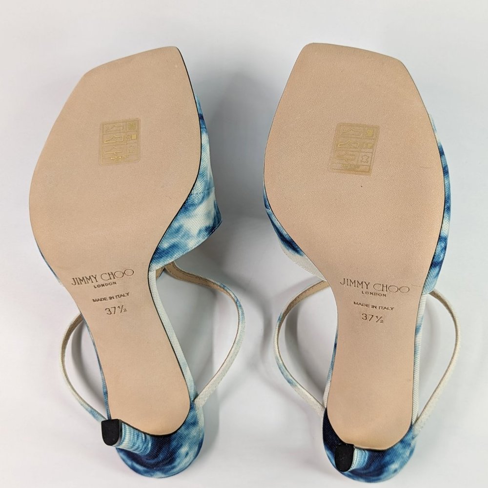 Jimmy Choo Women's Anise 95 High Heel Sandals in Denim Size 37.5 EU (MSRP $825)