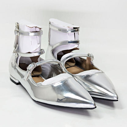 I.N.C. International Concepts Valan Silver Triple Straps Flats Size 8 MSRP $80