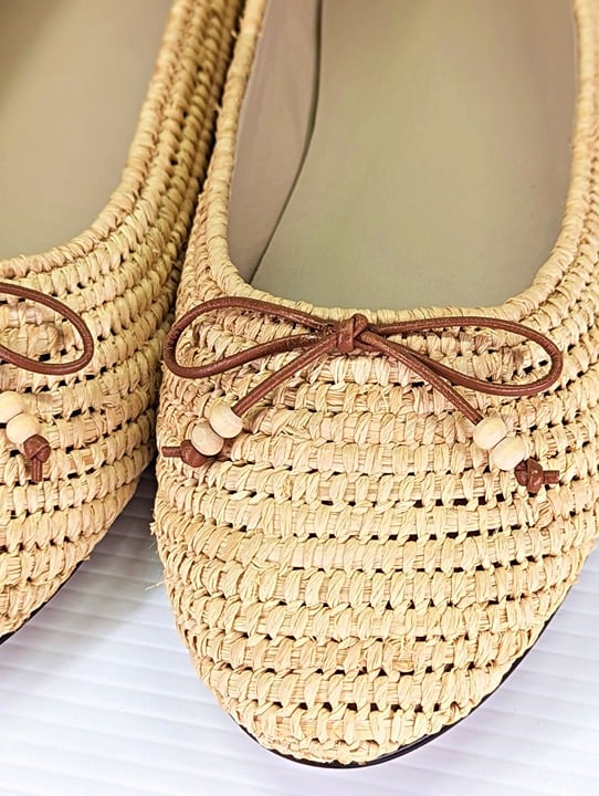 Joie Women's Aimee Woven Raffia Ballerina Flats Natural Size 9 (MSRP $228)