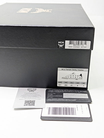 MCM Men's Terrain Derby Visetos Logo White Leather Sneakers Size 41 (MSRP $450)