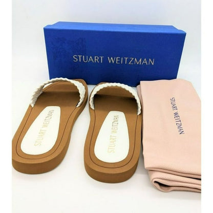 STUART WEITZMAN Wova Women's Beige Slip On Leather Slide Sandals Size 7 B