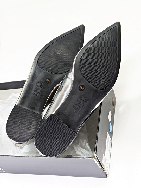 I.N.C. International Concepts Valan Silver Triple Straps Flats Size 9.5 MSRP $80