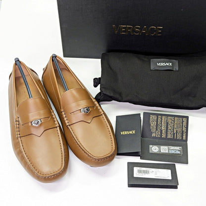 Versace Men's Medusa Biggie Leather Loafer Dark Toffee Size 41 (MSRP $775)