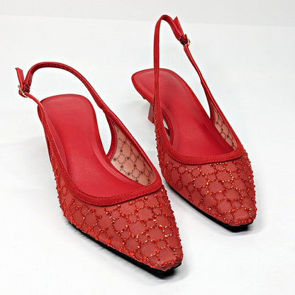 I.N.C. International Concepts Gemini Mid Heel Red Bling Mesh Size 9.5 (MSRP $80)