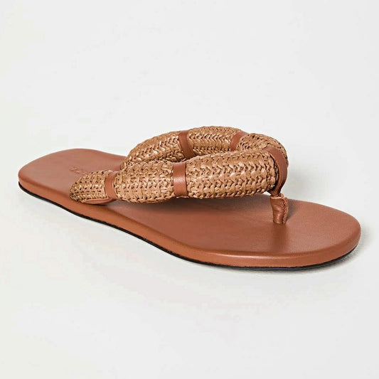 STAUD Women's Raffia Sierra Thong Sandals in Tan Size 37 (MSRP $250)