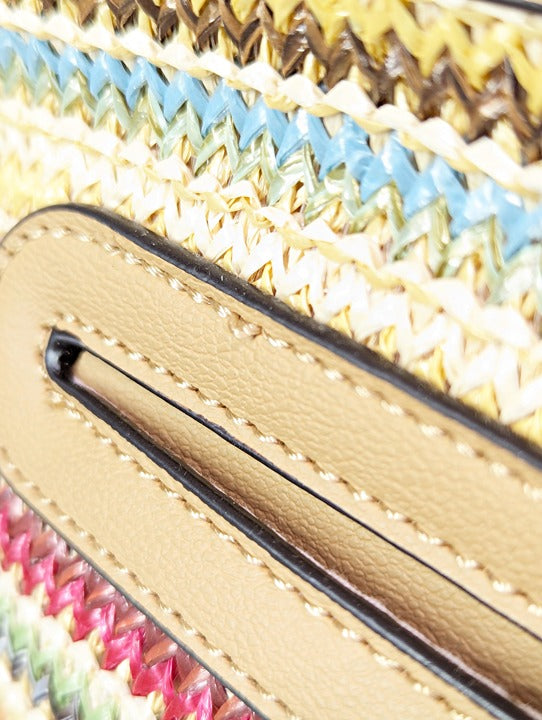 Style & Co Straw North South Crossbody Bag Multi Stripe (MSRP $80)