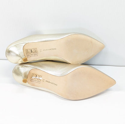 Pour La Victoire Women's Korrine Leather Heel Mules Champagne Size 7.5 MSRP $245