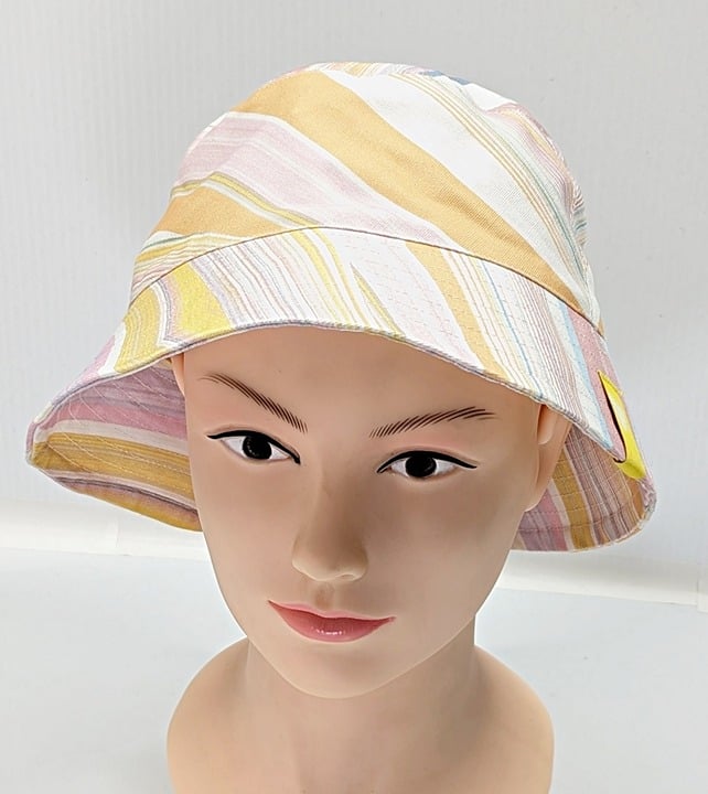 Kerri Rosenthal Women's Mirage Bucket Hat Cotton Pink Multi O/S (MSRP $128)