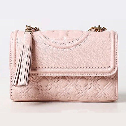 Tory Burch Fleming Soft Grain Leather Convertible Shoulder Bag Blush (MSRP $528)
