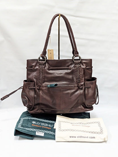 OLD TREND Women's Brown Genuine Leather Brassia Tote Bag (MSRP $359)