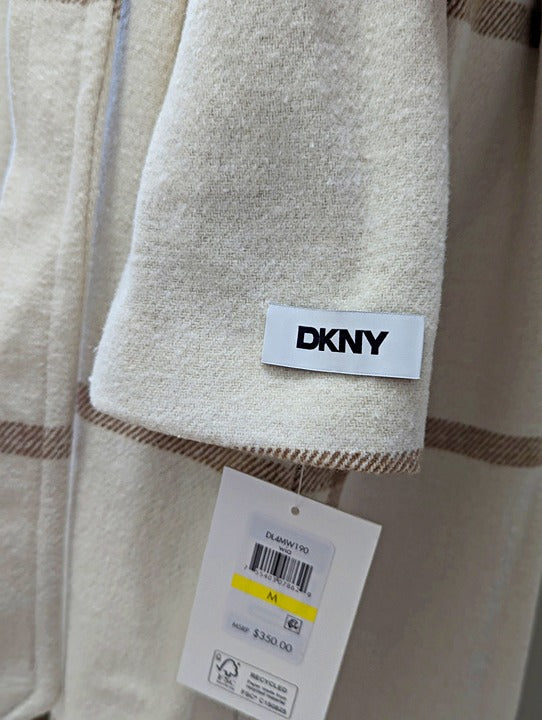 DKNY Women's Plaid Maxi Belted Notch Collar Coat Size M (MSRP $350)