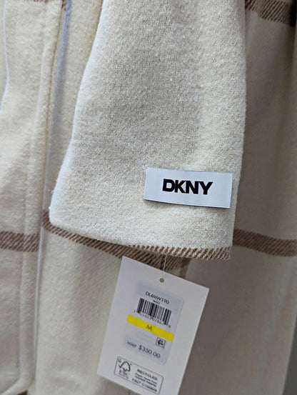 DKNY Women's Plaid Maxi Belted Notch Collar Coat Size M (MSRP $350)