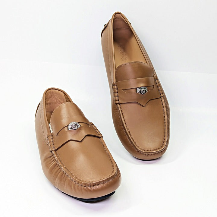 Versace Men's Medusa Biggie Leather Loafer Dark Toffee Size 42 (MSRP $775)