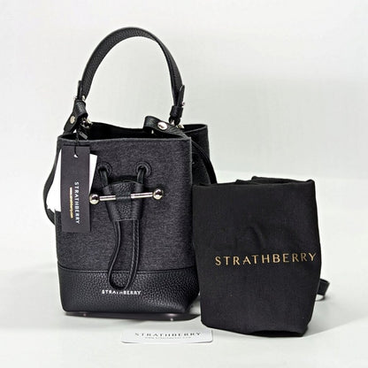 Strathberry Osette Cashmere & Leather Charcoal Black Crossbody (MSRP $555)