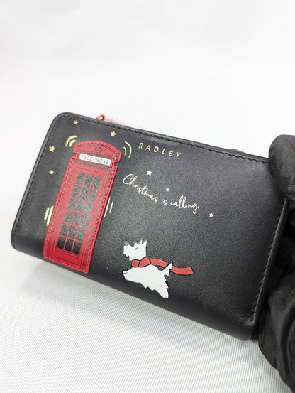 Radley London Christmas Is Calling Medium Bifold Wallet Black (MSRP $98)