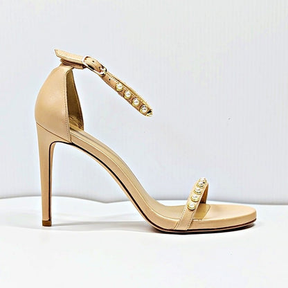 Stuart Weitzman Women's Nudist Pearls Ankle Strap Sandals Size 9 (MSRP $455)