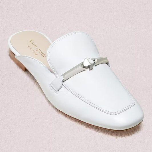 Kate Spade New York Women's Laura White Square Toe Flat Mules Size 8 (MSRP $198)