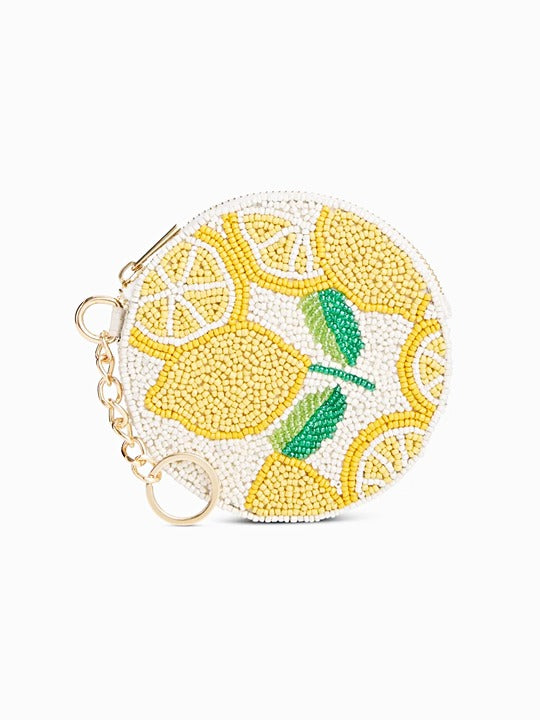 On 34th Hand Beaded Round Coin Purse Lemons (MSRP $40)