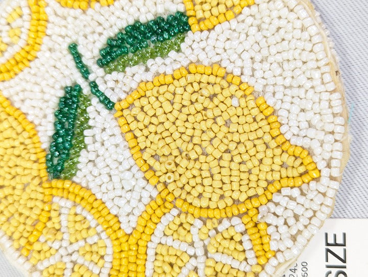 On 34th Lemons Hand Beaded Round Coin Purse (MSRP $40)