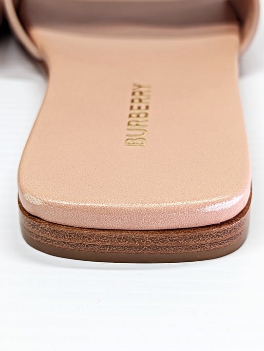 Burberry Women's Sloane TB Leather Flat Sandal Dusky Pink Size 36 IT (MSRP $750)