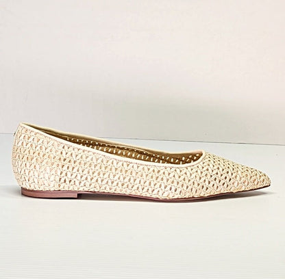 Sam Edelman Women's Wanda Pointed Toe Flats Ivory Raffia Size 8.5 M (MSRP $130)