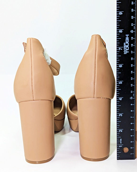 Sun + Stone Women's Birdey Nude Ankle Strap Platform Pumps Size 10 (MSRP $80)