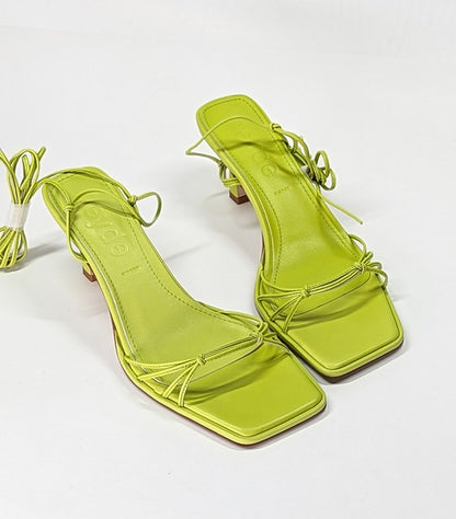 Aeyde Roda Women's Lace up Leather Sandals Apple Green Size 38.5 EU (MSRP $295)