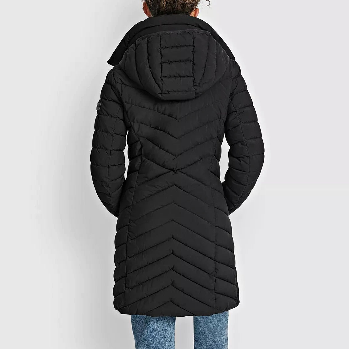 DKNY Women's Black Bibbed Packable Puffer Coat Size XS (MSRP $180)