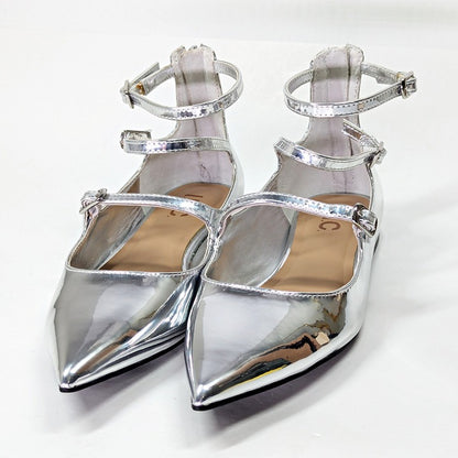 I.N.C. International Concepts Valan Silver Triple Straps Flats Size 5.5 MSRP $80