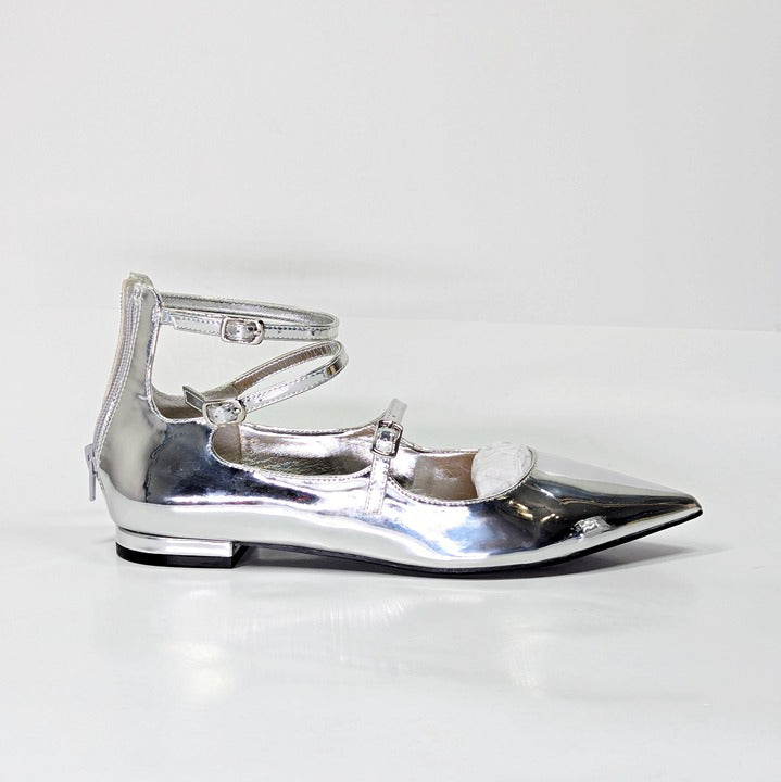 I.N.C. International Concepts Valan Silver Triple Straps Flats Size 7 MSRP $80
