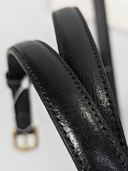 TOTEME Women's Skinny Black Leather Belt Gold Tone Buckle Size 80 (MSRP $350)