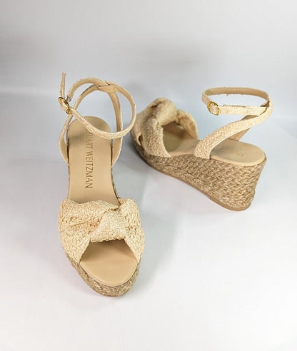 Stuart Weitzman Women's Playa Natural Espadrille Knot Wedge Size 10 (MSRP $395)