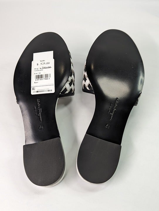 Salvatore Ferragamo Women's Rhodes Slide Leather Sandals Size 6.5 (MSRP $750)