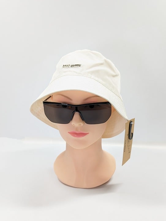 Steve Madden Women's Satin Lined Nylon Bucket Hat White O/S (MSRP $36)