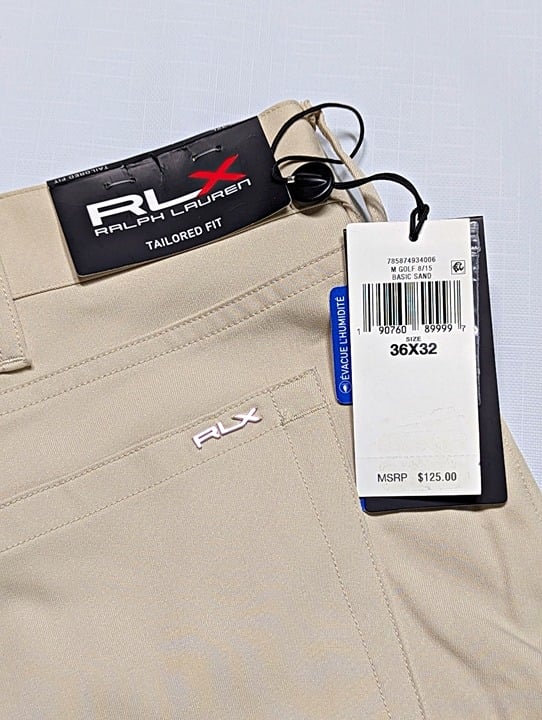 RLX Ralph Lauren Men's Tailored Fit Performance Twill Pant Basic Sand Size 36x32