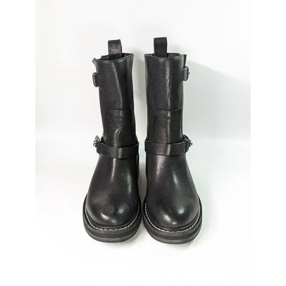 Rag & Bone Women's RB Moto Studded Pull On Boots Black Size 9 (MSRP $595)