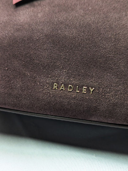 Radley London City Road Women's Flapover Grab Bag Dark Oak Suede (MSRP $288)