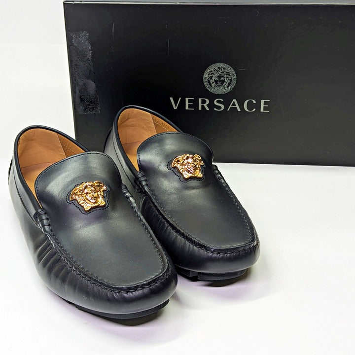 Versace Men's La Medusa Black Calf Leather Loafers Size 43.5 (MSRP $775)