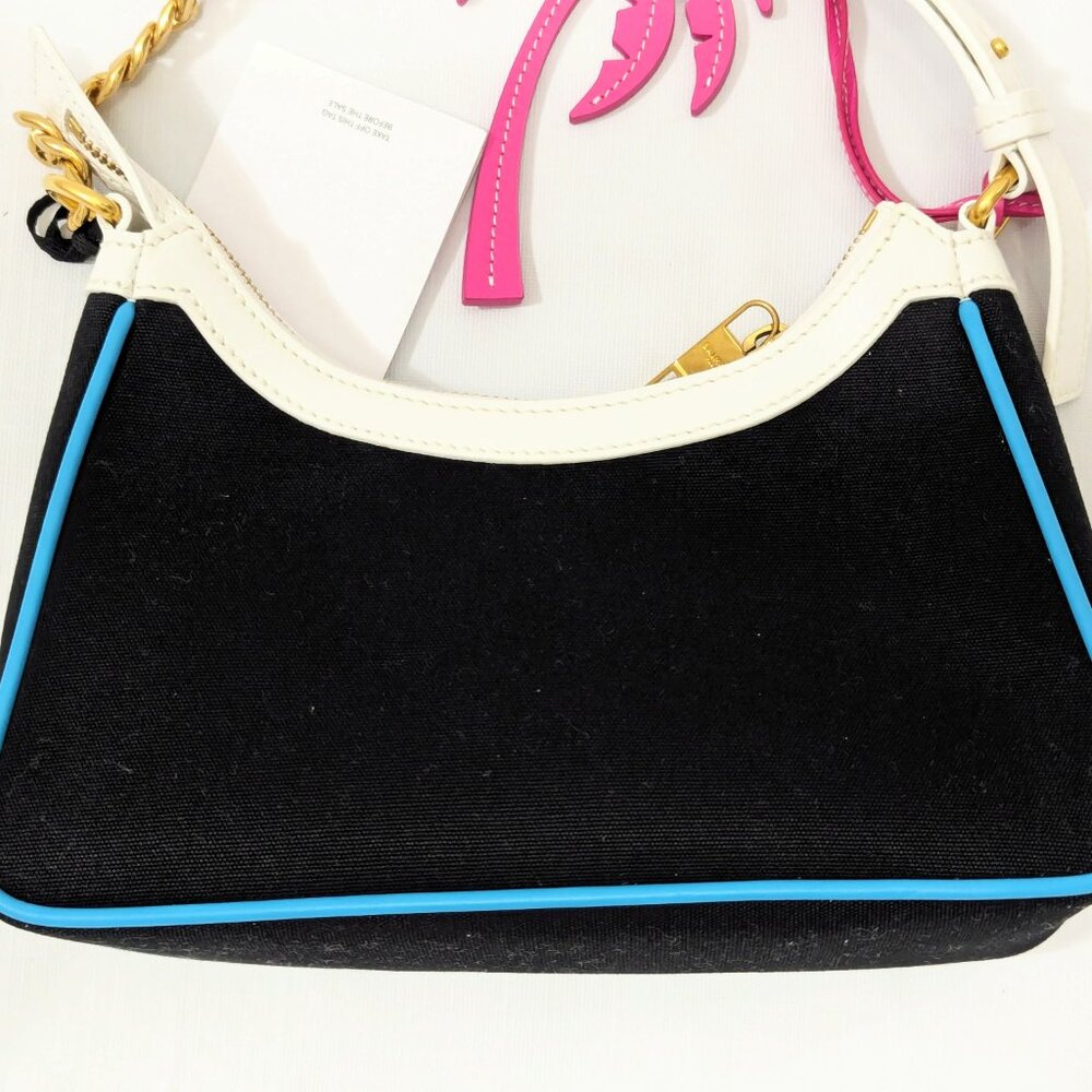 Balmain B-Army Postcard Canvas & Leather Shoulder Hobo Bag (MSRP $1,850)